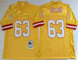 Mitchell And Ness Tampa Bay Buccaneers #63 Lee Roy Selmon Yellow Throwback Authentic Stitched NFL Jersey