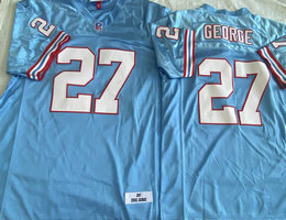 Mitchell And Ness Tennessee Oilers #27 Eddie George Blue Throwback Stitched NFL Jersey