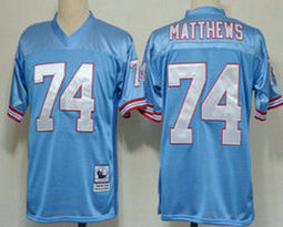 Mitchell And Ness Tennessee Titans #74 Bruce Matthews Light Blue Authentic Stitched NFL Jersey
