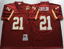 Mitchell And Ness Washington Redskins #21 Sean Taylor Red Throwback Authentic Stitched NFL Jersey