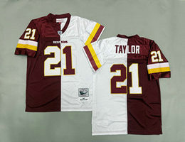 Mitchell And Ness Washington Redskins #21 Sean Taylor Red White Throwback Stitched NFL Jersey