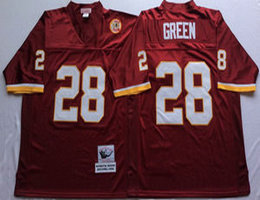 Mitchell And Ness Washington Redskins #28 Darrell Green Red Throwback Authentic Stitched NFL Jersey