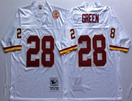 Mitchell And Ness Washington Redskins #28 Darrell Green White Throwback Authentic Stitched NFL Jersey