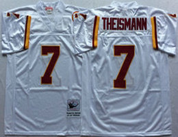 Mitchell And Ness Washington Redskins #7 Joe Theismann White Throwback Authentic Stitched NFL Jersey