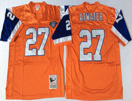 Mitchell and Ness Denver Broncos #27 Steve Atwater Orange With 75TH Patch Throwback Authentic Stitched NFL Jersey