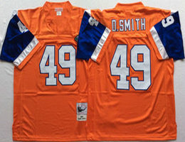 Mitchell and Ness Denver Broncos #49 Dennis Smith Orange With 75TH Patch Throwback Authentic Stitched NFL Jersey