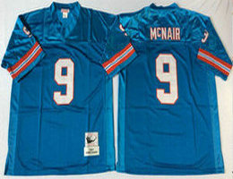 Mitchell and Ness Houston Oilers #9 Steve McNair Blue Throwback Authentic Stitched NFL Jersey