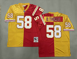 Mitchell and Ness Kansas City Chiefs #58 Derrick Thomas Red Yellow Throwback NFL Jersey