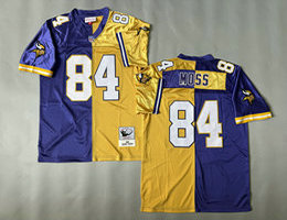 Mitchell and Ness Minnesota Vikings #84 Randy Moss Purple Yellow Throwback NFL Jersey