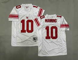Mitchell and Ness New York Giants #10 Eli Manning White Throwback Authentic Stitched NFL Jersey