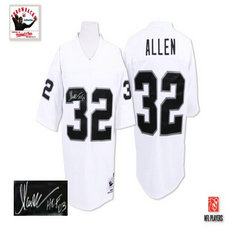 Mitchell and Ness Oakland Raiders #32 Marcus Allen White Autographed Authentic Stitched NFL Jersey