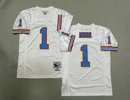 Mitchell and Ness Tennessee Oilers #1 Warren Moon White Throwback NFL Jersey