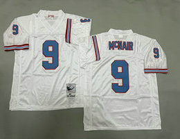 Mitchell and Ness Tennessee Oilers #9 Steve McNair White Throwback NFL Jersey