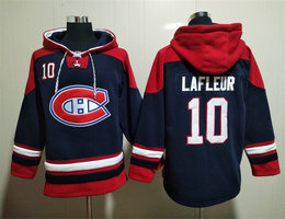 Montreal Canadiens #10 Guy Lafleurl Blue All Stitched Hooded Sweatshirt