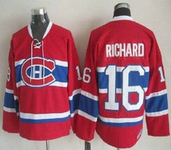 Montreal Canadiens #16 Maurice Richard Throwback Red CH Authentic Stitched NHL jersey
