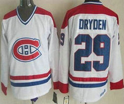 Montreal Canadiens #29 Ken Dryden White Throwback Authentic Stitched NHL Jersey