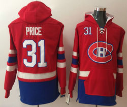 Montreal Canadiens #31 Carey Price Red Authentic Stitched NHL Hoodies