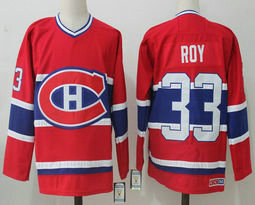 Montreal Canadiens #33 Patrick Roy Red Throwback Authentic Stitched NHL Jersey