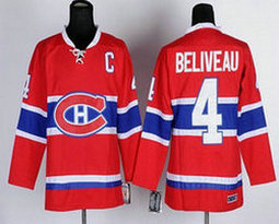 Montreal Canadiens #4 Jean Beliveau Throwback Red CH Authentic Stitched NHL jersey