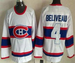 Montreal Canadiens #4 Jean Beliveau White Throwback Authentic Stitched NHL jersey