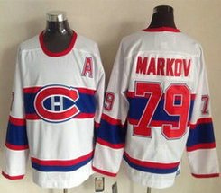 Montreal Canadiens #79 Andrei Markov Throwback White Authentic Stitched NHL jersey