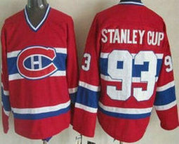Montreal Canadiens #93 Stanley Cup Red Throwback Authentic Stitched NHL Jersey