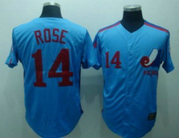 Montreal Expos #14 Pete Rose Blue Throwback Authentic Stitched MLB Jersey