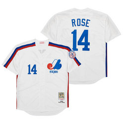 Montreal Expos #14 Pete Rose White Throwback 1982 Authentic Stitched MLB Jersey