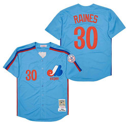 Montreal Expos #30 Tim Raines 1982 Throwback Authentic Stitched MLB Jersey