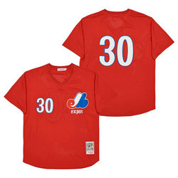 Montreal Expos #30 Tim Raines Red Throwback BP Authentic Stitched MLB Jersey