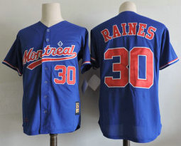Montreal Expos #30 Tim Raines Throwback Authentic Stitched MLB Jersey