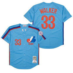 Montreal Expos #33 Larry Walker Blue Throwback Authentic Stitched MLB Jersey