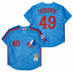 Montreal Expos #49 Warren Cromartie Blue Throwback Authentic Stitched MLB Jersey