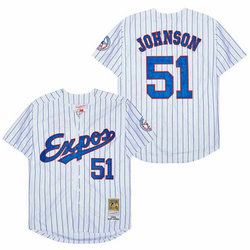 Montreal Expos #51 Randy Johnson White Strip Throwback Stitched MLB Jersey