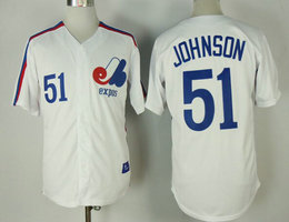 Montreal Expos #51 Randy Johnson White Throwback Authentic Stitched MLB Jersey