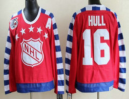 NHL 1992 All-Star #16 Brett Hull Red 75TH Throwback CCM Jersey