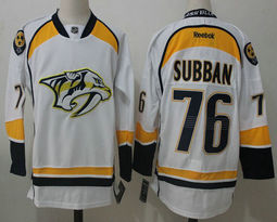 Nashville Predators #76 P.K Subban White Reebok Authentic Stitched NHL jersey