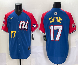 National League #17 Shohei Ohtani Navy Red sleeves 2025 All-Star Jersey