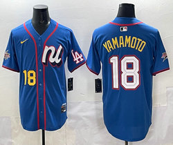 National League #18 Yoshinobu Yamamoto Blue 2025 All-Star Baseball Jersey