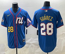 National League #28 Eugenio Suarez Blue 2025 All-Star Baseball Jersey