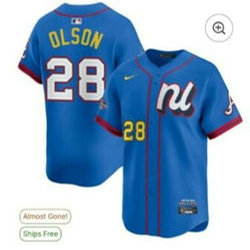 National League #28 Matt Olson Blue 2025 All-Star Baseball Jersey
