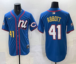 National League #41 Andrew Abbott Blue 2025 All-Star Baseball Jersey
