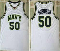 Navy Midshipmen #50 David Robinson White College Basketball Jersey