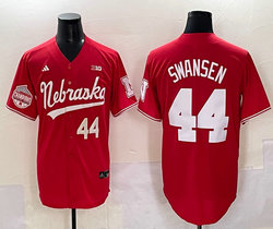 Nebraska Huskers #44 Gabe Swansen Red Back 2 Back Champions Premier Baseball Jersey