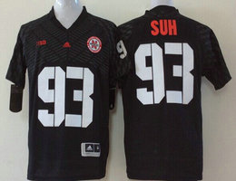 Nebraska Huskers #7 Ndamukong Suh Black College Football Jersey