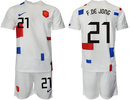 Netherlands #21 F.DE JONG Away 2022 World Cup National Soccer Jersey