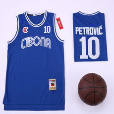 New Cibona #10 Drazen Petrovic Blue College Basketball Jersey