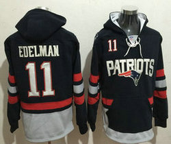 New England Patriots #11 Julian Edelman Navy Blue Navy All Stitched Hooded Sweatshirt