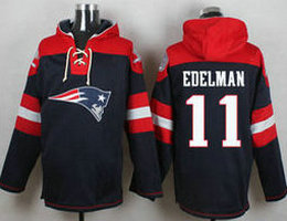 New England Patriots #11 Julian Edelman Navy Blue Player Stitched NFL Hooded Sweatshirt