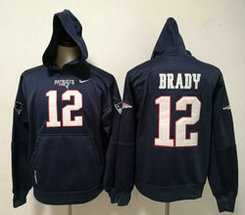 New England Patriots #12 Tom Brady Black Pullover Hoodie